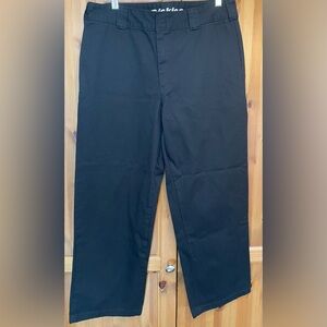 Dickies Black Work Pants Worker Crop Roll Hem Juniors youth Boys 13/31 Loose Fit